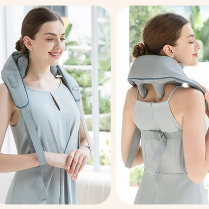 Rechargeable Powerful 5D Shiatsu Back Neck Shoulder Massager Heated Kneading Neck And Shoulder Muscle Relaxing Massage Shawl